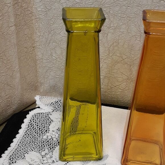 JEWEL Colored Glass Bud Vases SET 3 Square Flower Vases Centerpiece - Picture 2 of 7